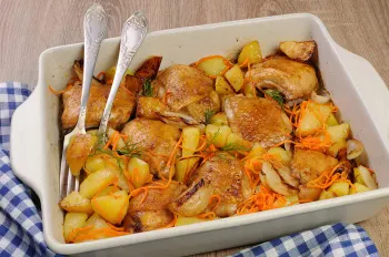 Sült csirkecomb vele sült krumplival