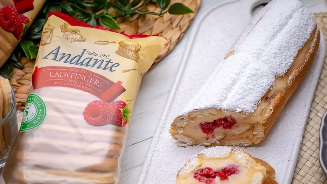 Málnás babapiskótatekercs sütés nélkül recept