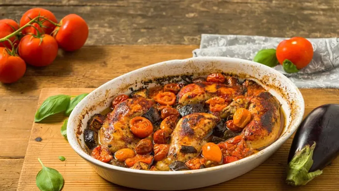 Paradicsomos sült csirkecombok padlizsánnal recept