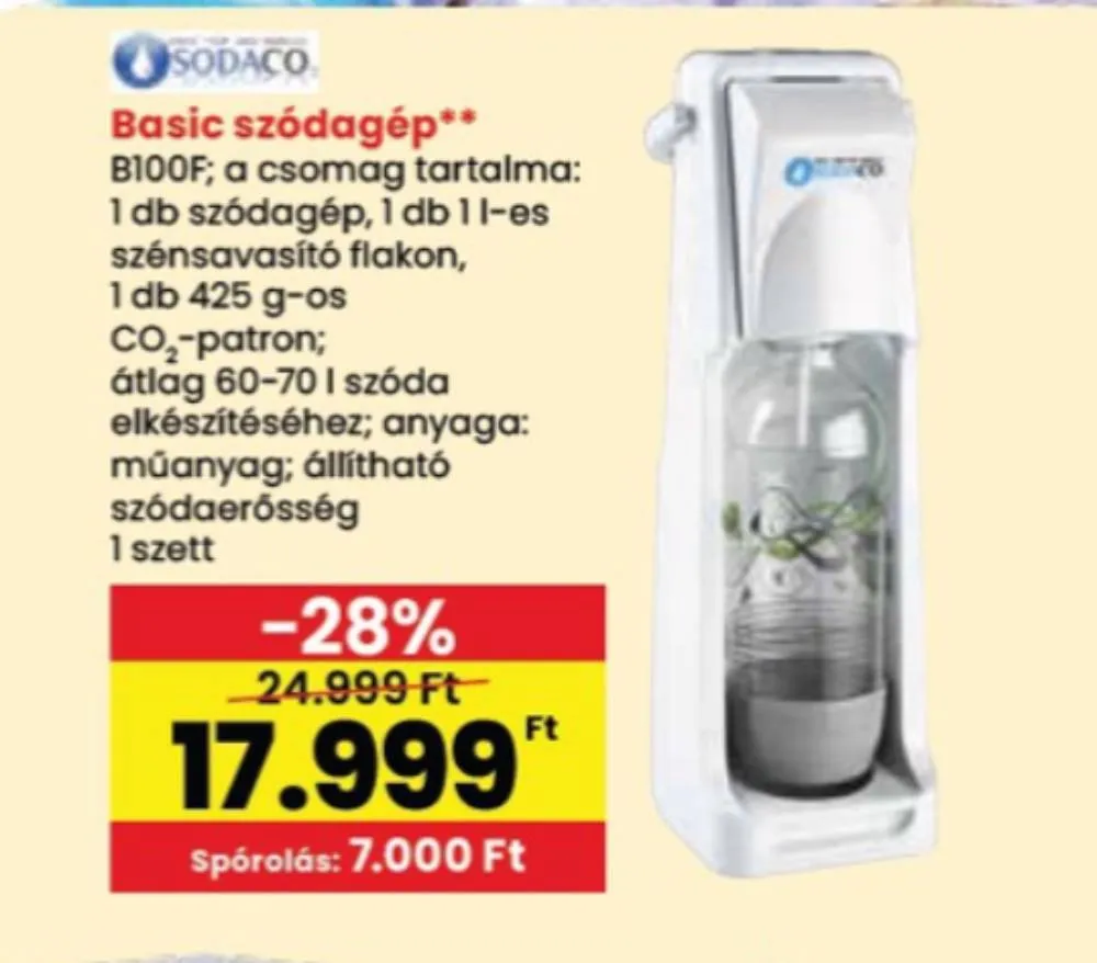 A Spar üzleteiben most remek áron kapható a Sodaco Basic szódagép