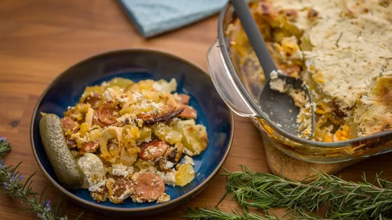 Rakott krumpli szalonnás kolbásszal  recept