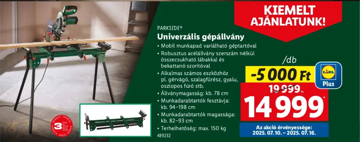 Parkside univerzális gépállvány