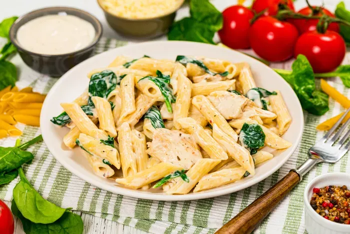 Spenótos-csirkés tészta recept