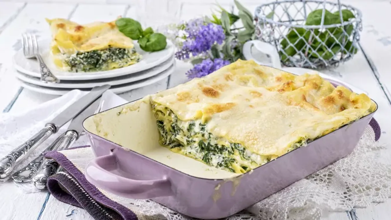 Spenótos lasagne recept