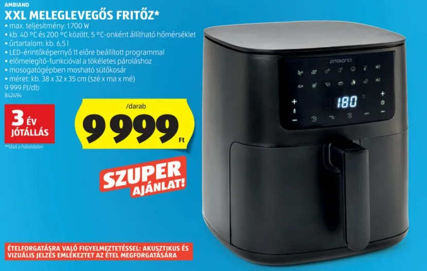 Szuper áron lesz az Aldiban az XXL forrólevegős fritőz
