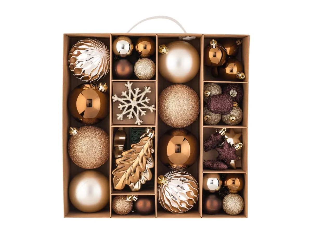 Livarno Home karácsonyfadísz-készlet: arany-barna-bronz színekben egy dobozban