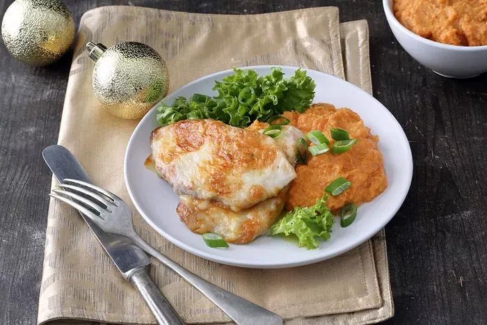 Sült karajszelet édesburgonyapürével recept