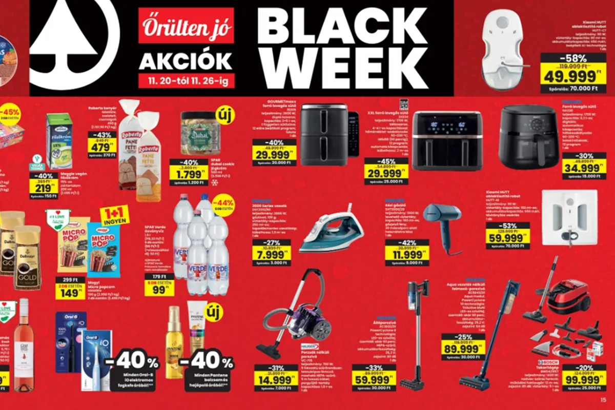 A Spar és az Interspar igen kedvezményes áron kínálja a termékeit a Black Week-en. Fotó: Mindmegette