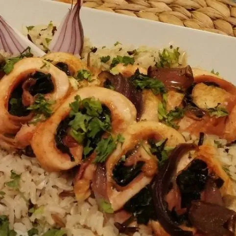 Spenótos-sonkás csirkenyársak