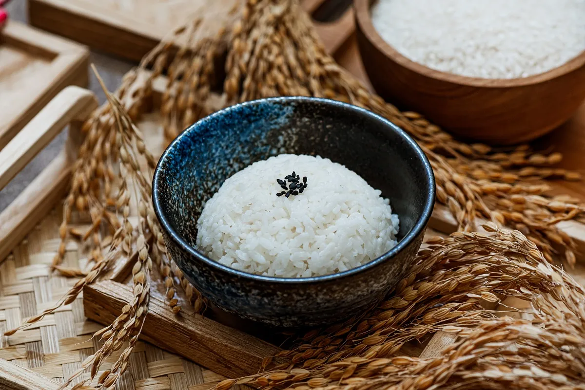 A,View,Of,A,Cooked,Rice,In,A,Bowl,,Ready