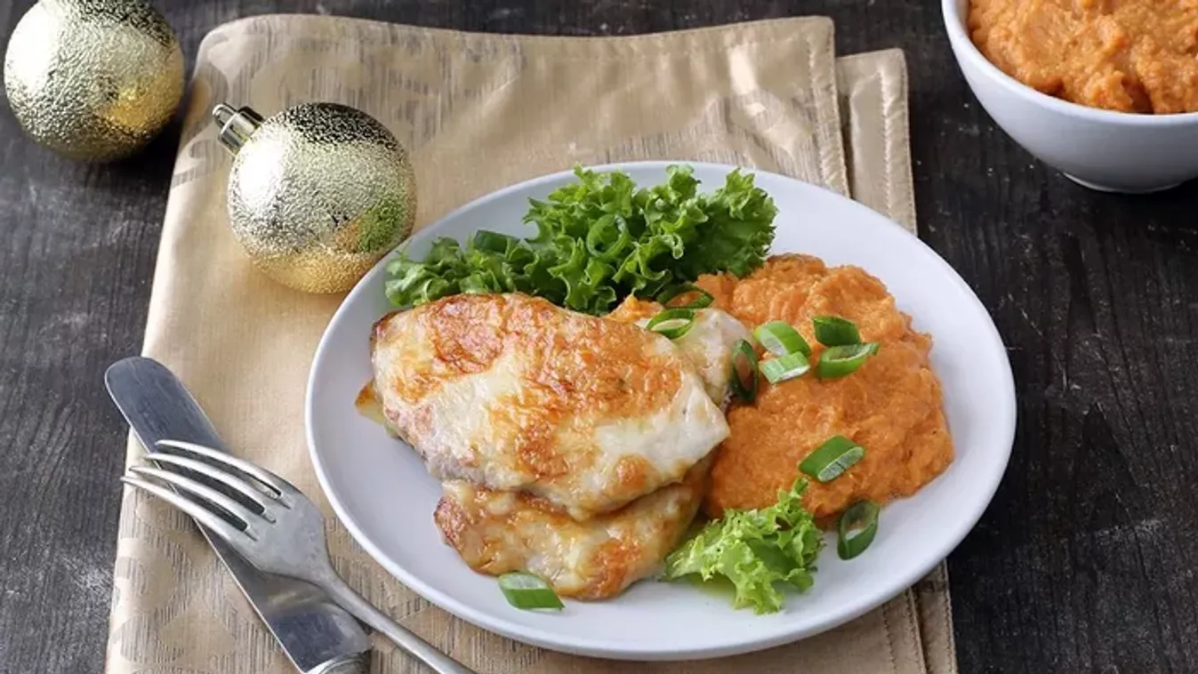 Sült karajszelet édesburgonyapürével recept