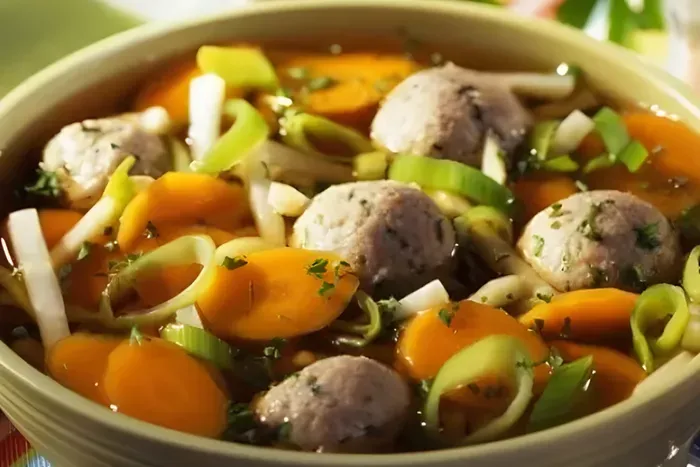 Zöldségleves húsgombóccal recept