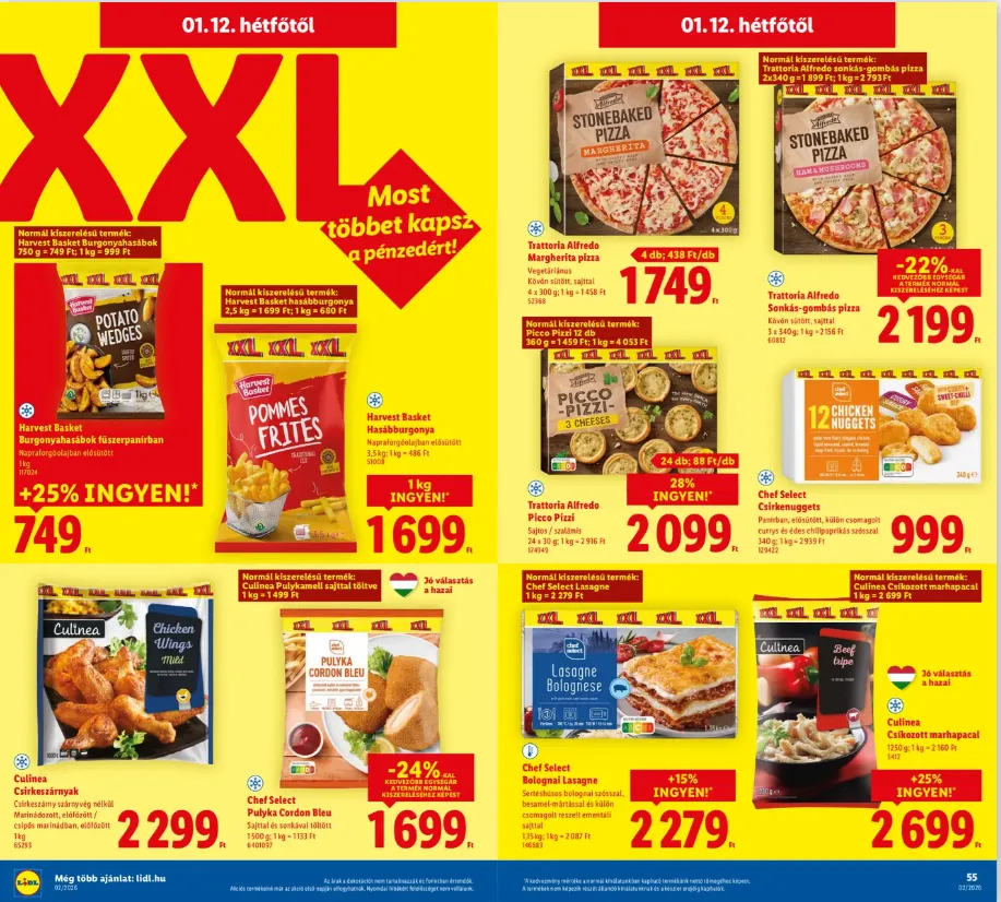 A Lidl XXL kiszerelésű termékkínálata