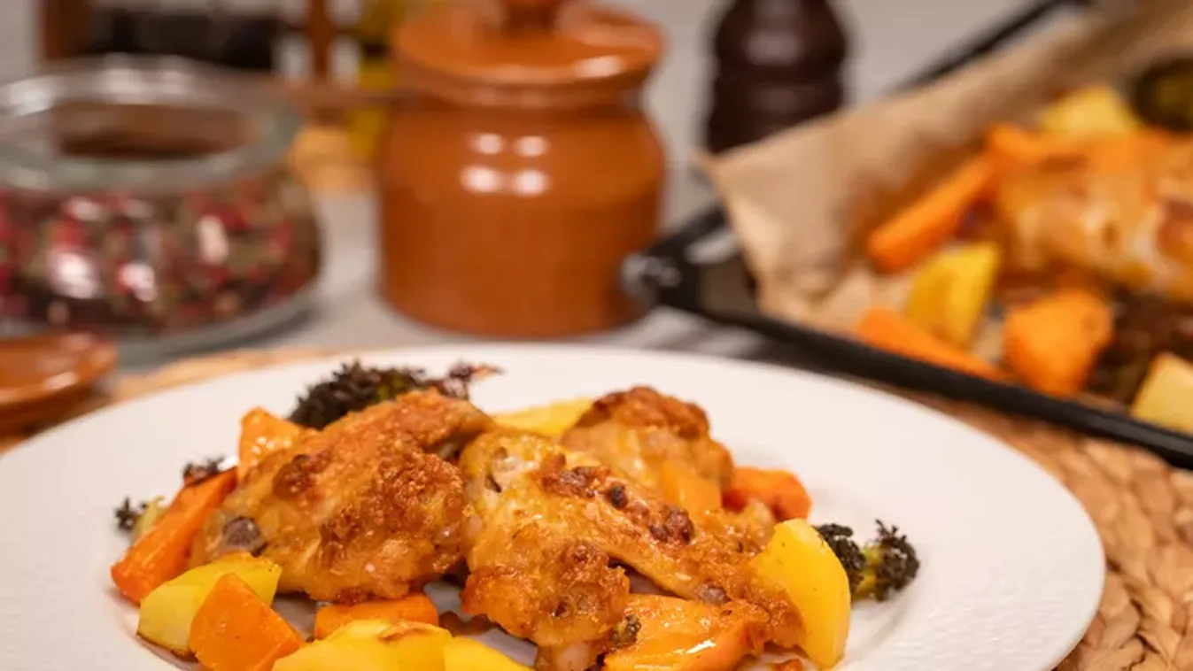 Parmezános sült csirkeszárny zöldségkörettel recept