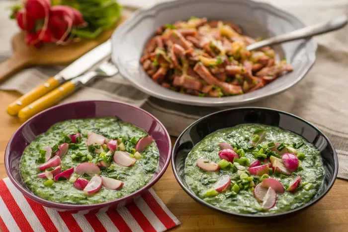 Spenótfőzelék retekkel