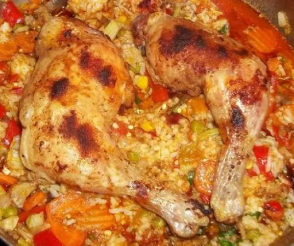 Rizses serpenyős sült csirkecomb