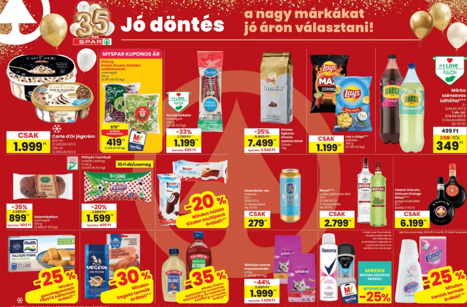 A SPAR május 14-20-ig tartó ajánlatában számos szuper akciót találunk