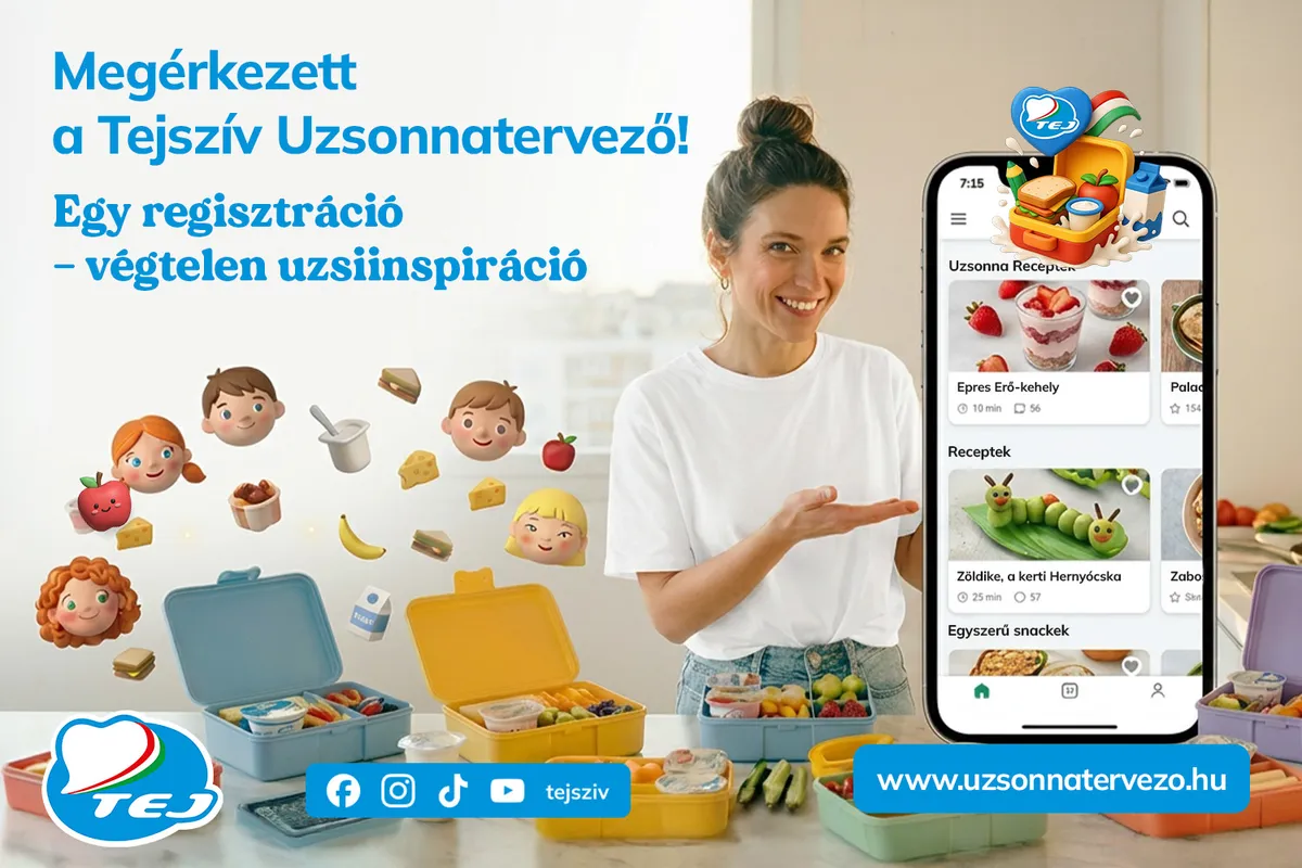 A Tejszív Uzsonnatervező AI-alapú ötletekkel segíti a szülőket egészséges, változatos és gyerekbarát uzsonnák összeállításában az Okostányér ajánlásai szerint