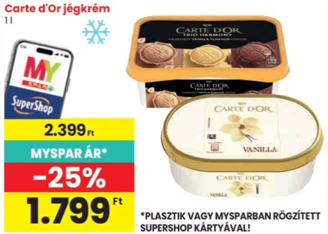 A Carte d'Or jégkrémek 25%-kal olcsóbban szerezhetők be a Sparban
