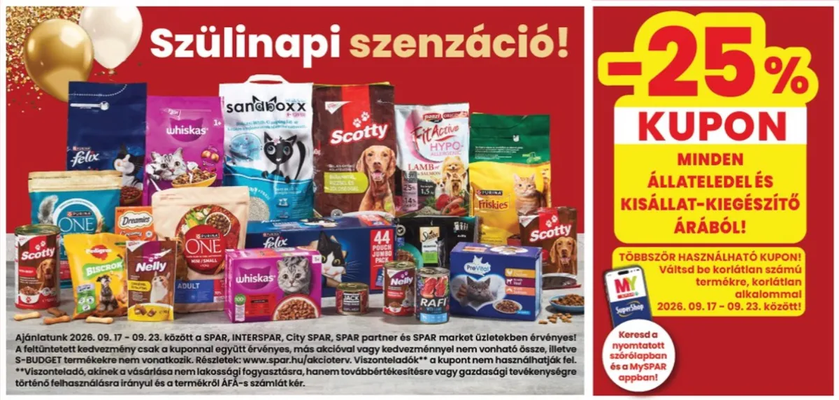 25% kedvezmény az állateledelekre és kisállat-kiegészítőkre