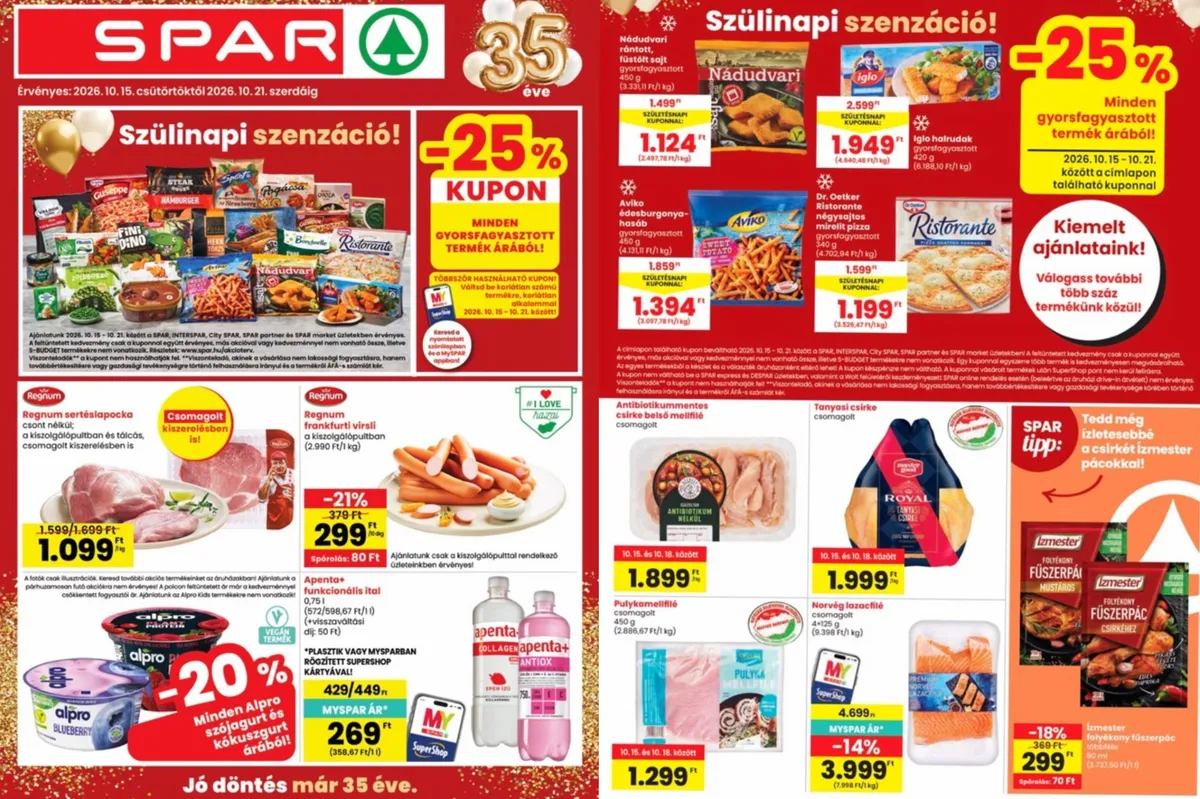 Óriási akciók a SPAR-ban: a gyorsfagyasztott termékek és az olasz kedvencek is olcsóbban kaphatók